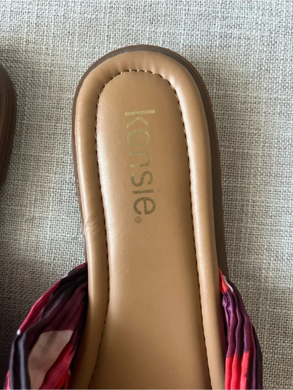 Kensie Multi Pink/Red Knot-Top Summer Resortwear Slide Sandals, Womens 7